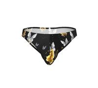 DIEzig Slip de bikini pour homme avec imprimé papillons blancs dorés et noirs - Taille basse - Cadeau confortable, Noir , L