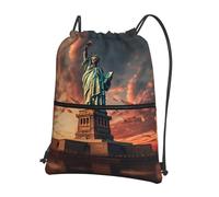 DIEzig Statue de la Liberté à NYC Sac à dos à bandoulière réglable, sac pliable avec cordon de serrage avec fermeture éclair pour w nd aventure
