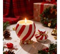 DIF DECO Bougie parfumée de Noël, bougies d'aromathérapie en céramique en forme de bonbon avec couvercle