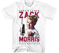 DIF Saved by The Bell Vote Zack Morris for Class President Men's T Shirt Bayside Top White XL