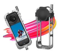 DIFESURO Boîtier de cadre utilitaire pour accessoires Insta360 X5, cage de protection en alliage d'aluminium Insta 360 X5 avec libération rapide, couvercle d'objectif en silicone, supports de griffe