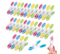 Diffaxy 30 Pinces à Linge colorées avec poignée en Caoutchouc antidérapante, ne Laisse Pas de Traces, Pinces en Plastique Robuste avec Zone de préhension Souple, pour Le Linge, Les Pantalons