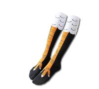 Diffaxy Chaussettes cuisses de poulet 3D folles et amusantes (FR/ES, Alpha/lettres, Taille unique, Taille normale, Taille normale, Pas plus que le genou)