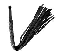 Diffaxy Cravache Noire 48 cm, Cravache d'équitation avec Manche en Cuir, Fouet Adapté pour Spectacle équestre, Dressage de Chevaux, Représentation sur Scène et Jeu de Rôle
