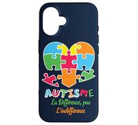 Différence d'autisme et Non indifférence Sensibilisation à l'Autisme Coque pour iPhone 16