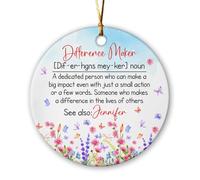 Difference Maker Definition Ornement de Noël 2025, décoration personnalisée en céramique pour enseignant, cadeau de remerciement pour employé, mentor, leader, amis, décoration de départ de nom