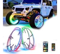 Difference U 15,5 pouces Kit de feux annulaires de roue à LED, avec clignotant et fonction de freinage Rgb chasse feux de roue pour voiture Truck/SUV/Car/ATV/UTV roues de pneu