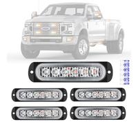 Difference U Côté ultra-mince 6 LED voyant stroboscopique d'avertissement de sécurité de pilote Haute Visibilité Grille Blinkende Lichtleiste pour SUV Auto Car Boat Truck Moto (White Blue)