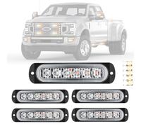 Difference U Côté ultra-mince 6 LED voyant stroboscopique d'avertissement de sécurité de pilote Haute Visibilité Grille Blinkende Lichtleiste pour SUV Auto Car Boat Truck Moto (White Yellow)
