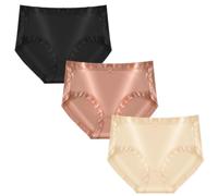 Difference U Culotte en pour Femme Satin, Culotte Taille Haute, Grande Taille, sous-vêtement Sexy Lot de 3 (FR/ES, Alpha/Lettres, TTG, Taille Normale, Taille Normale, A)