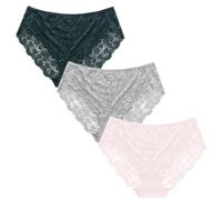 Difference U Culottes en Dentelle Grande Taille pour Femmes Slips sous-vêtements Sexy Slips Ultra Minces Dentelle Florale Lot de 3 (FR/ES, Alpha/Lettres, 4TG, Taille Normale, Taille Normale, B)