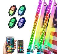 Difference U LED Fouet lumineux en spirale RGB+LED Rock Lights Kits, Refroidir Lumière Underglow, Atmosphère Décorative de voiture pour ATV RZR UTV SUV Off Road Auto Moto (4FT, 4pods)