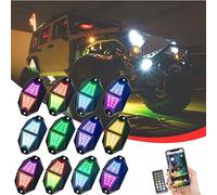 Difference U RGB LED Rock lumineux/Chasing,210° lumière ultra-grand angle 24 pièces super-lumineux LED-Chip,Lumière Underglow pour ATV RZR UTV SUV Off Road Auto Moto (12pods)