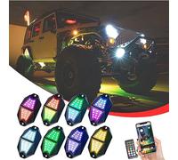Difference U RGB LED Rock lumineux/Chasing,210° lumière ultra-grand angle 24 pièces super-lumineux LED-Chip,Lumière Underglow pour ATV RZR UTV SUV Off Road Auto Moto (8pods)