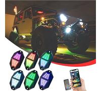 Difference U RGB LED Rock lumineux/Chasing,210° lumière ultra-grand angle 24 pièces super-lumineux LED-Chip,Lumière Underglow pour ATV RZR UTV SUV Off Road Auto Moto (6pods)