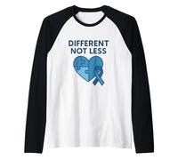 Different Not Less Autism Awareness Cœur Bleu Manche Raglan