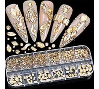 Différentes formes - Strass en cristal de verre pour nail art - Décorations 3D - Tailles mixtes - Dos plat - Cristaux d'ongles - Pierres précieuses - Avec boîte