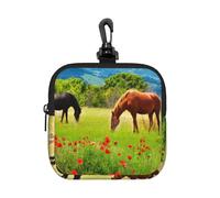 Différentes Races de Chevaux,Pochette de Rangement carrée à Fermeture éclair, Porte-Monnaie en néoprène, Petit Portefeuille, Pochette à Monnaie, Porte-Monnaie