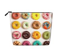 Différentes saveurs de beignets à fermeture éclair grande capacité, pochette de voyage en faux chanvre pour usage quotidien pour femme