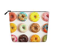 Différentes saveurs de beignets Imprimés Faux Chanvre Trousse de maquillage Trousse de toilette de voyage Étanche Organisateur pour femme