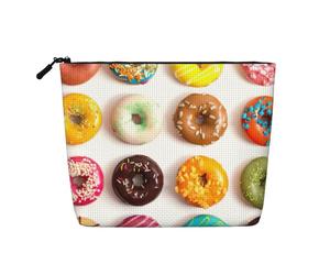 Différentes saveurs de beignets pour femmes, pochette de voyage, faux chanvre, trousse à cosmétiques, grande capacité, étui à fermeture éclair