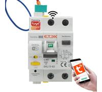 Différentiel Auto Réarmable WIFI - 40A 300mA - RCBO avec protection contre les surintensités - Super immunis Télécommande via Tuya App