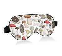 Différents champignons et champignons sur des masques pour les yeux blancs Blocs de couverture Masque de sommeil léger Couverture d'abat-jour Bandeau relaxant pour les yeux avec sangle de tête réglabl