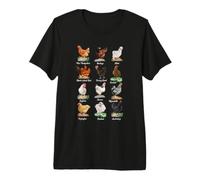 Différents Poulets Coq Ferme Poulets Races de Poules Fermier T-Shirt Haut de Gamme