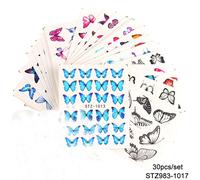 Différents Styles Papillon Nail Autocollants Transfert À Eau Stickers Ongles Fleurs Papillon Designs Pour Ongles Diy Papillons Colorés Nail Feuilles