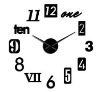 Différents types de chiffres 3D DIY Muet Horloge Horloge Auto-adhésive Mode Maison Kit Décoration Maison Cadeau de pendaison de crémaillère Horloge murale moderne (noir, 119,4 cm)