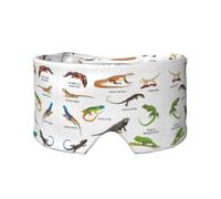 Différents types de masque de sommeil avec imprimé lézard et cache-oreilles - Bandeau de yoga réglable, garde au chaud et confortable