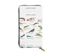 Différents types de portefeuille long en cuir imprimé lézard - Portefeuille personnalisé à la mode, plusieurs emplacements pour cartes, prêt à offrir, noir, taille unique, Noir/blanc, One Size