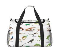 Différents types de sac de voyage à main en forme de lézard - Grand sac fourre-tout réutilisable, parfait pour les activités de plein air, le sport, le camping et les courses, noir, One Size