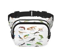 Différents types de sacs banane à imprimé lézard pour femme, sac banane mignon à la mode, noir, One Size