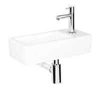 Differnz lave-mains 36x9x18cm 1 trou pour robinet à droite céramique Blanc 38.010.00
