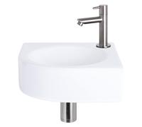 Differnz Cleo kit lave-mains - 30x30x10cm - quart de rond - 1 trou de robinet - droit robinet chromé mat - céramique blanche 38.401.11