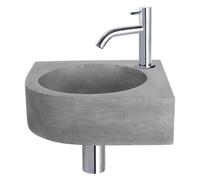 Differnz Cleo kit lave-mains - 31,5x31,5x10cm - quart de rond - 1 trou de robinet - robinet chromé courbé - béton gris 38.401.25