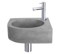 Differnz Cleo kit lave-mains - 31,5x31,5x10cm - quart de rond - 1 trou de robinet - robinet chromé droit - Gris béton 38.401.24