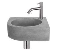Differnz Cleo kit lave-mains - 31,5x31,5x10cm - quart de rond - 1 trou de robinet - robinet chromé mat courbé - Gris béton 38.401.22