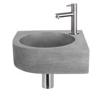 Differnz Cleo kit lave-mains - 31,5x31,5x10cm - quart de rond - 1 trou de robinet - robinet droit en chrome mat - gris béton 38.401.23