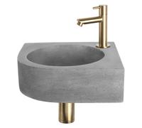 Differnz Cleo kit lave-mains - 31,5x31,5x10cm - quart de rond - 1 trou de robinet - robinet droit en or mat - Gris béton 38.401.31