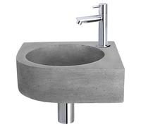 Differnz Cleo kit lave-mains - 31,5x31,5x10cm - quart de rond - 1 trou de robinet - robinet chromé droit - Gris béton 38.401.24