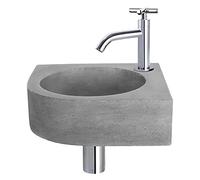 Differnz Cleo Lavabo - Lavabo gris foncé béton - Robinet incurvé avec poignée croisée chromée - Kit complet - 31,5 x 31,5 x 10 cm