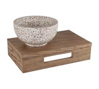 Differnz ensemble lave-mains - 40x25x10cm - Rectangulaire - 0 trous de robinet - vasque terrazzo noir/blanc - Bois chêne brun SW642467 / SW794594