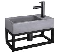 Differnz Ensemble Lave-mains Force - Béton Gris Foncé - Robinet Droit Noir Mat -
