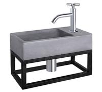 Differnz Ensemble Lave-mains Force pour Toilettes - Lavabo en Béton Gris Foncé -