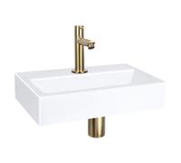 Differnz Flat kit lave-mains - 38x24x8cm - Rectangulaire - 1 trou de robinet - Robinet droit doré mat - Céramique blanche 38.400.11