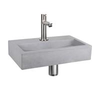 Differnz Flat kit lave-mains - 38x24x8cm - Rectangulaire - 1 trou de robinet - Robinet droit en chrome mat - Gris béton 38.400.15