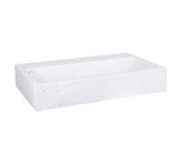 Differnz Flat Lavabo pour WC 38x24x8cm 1 trou de robinet à droite mat Rectangulaire Marbre Blanc 38.005.40