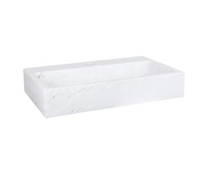 Differnz Flat Lavabo pour WC 38x24x8cm 1 trou de robinet à droite mat Rectangulaire Marbre Blanc 38.005.40